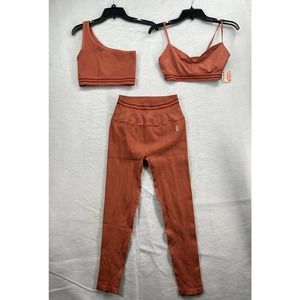 Free People Movement Varsity 3-Piece Stripe Set Size Xsmall / Small Orange